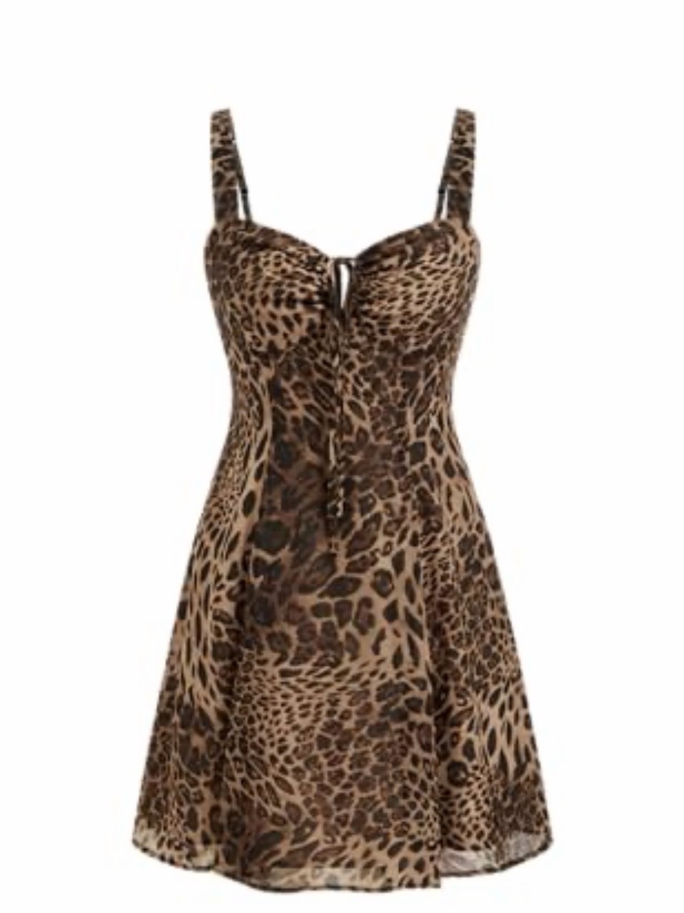 CIDER Leopard Print A-Line Dress - Brown